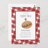 父の日BBQピクニックイベントサンドイッチ招待状 ポストカード (正面/裏面)