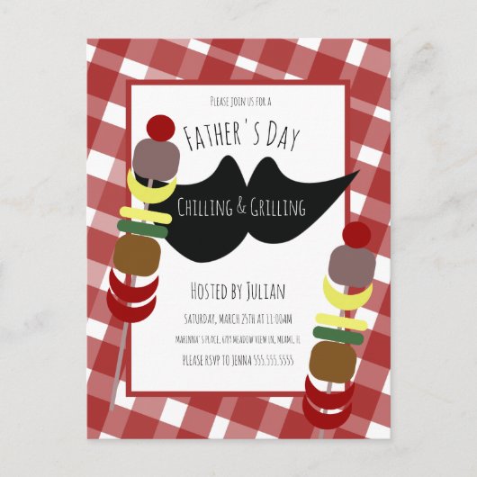 父の日BBQピクニック用冷たい焼き物 ポストカード (正面)