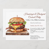 父の日BBQ招待状 – ジューシーハンバーグ調理師 招待状 (正面/裏面)