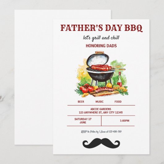 父の日BBQ招待状 招待状 (正面/裏面)