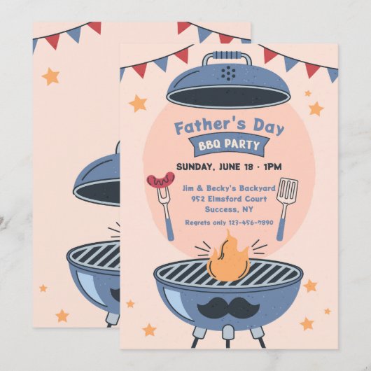 父の日BBQ招待状 招待状 (正面/裏面)