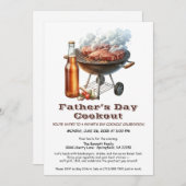 父の日BBQ招待状- Hamburgers, Drinks 招待状 (正面/裏面)