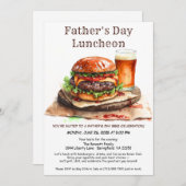 父の日BBQ招待状- Hamburgers, Drinks 招待状 (正面/裏面)