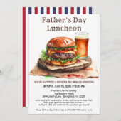 父の日BBQ招待状- Hamburgers, Drinks 招待状 (正面/裏面)