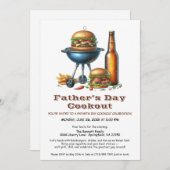 父の日BBQ招待状- Hamburgers, Drinks 招待状 (正面/裏面)