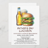 父の日BBQ招待状- Hamburgers, Drinks 招待状 (正面/裏面)