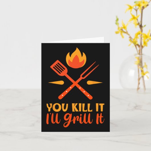 父の日BBQ あなたが獲物をしとめて 私が焼くわ  カード (黄色い花)