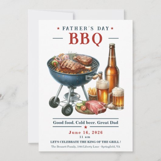 父の日BBQ&ビールパーティーのご招待 招待状 (正面)
