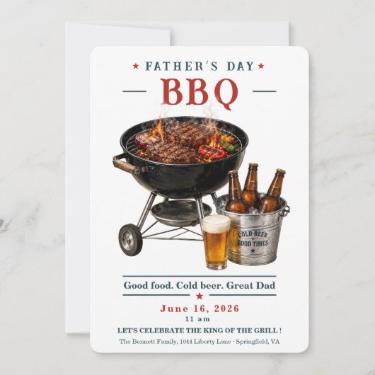 父の日BBQ&ビールパーティーのご招待 招待状 (正面)