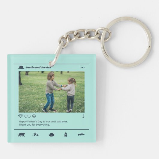 父の日Instagramポストカスタムフォトクールパパ キーホルダー (裏面)