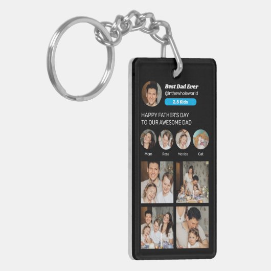 父の日Instagram写真ソーシャルメディアパパ キーホルダー (正面左)
