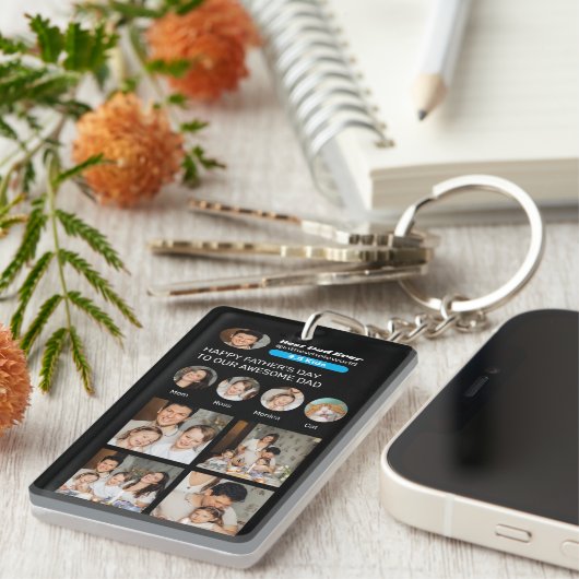 父の日Instagram写真ソーシャルメディアパパ キーホルダー (正面右)