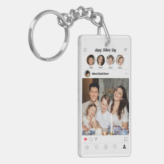 父の日Instagram写真ソーシャルメディクールアパパ キーホルダー (正面左)