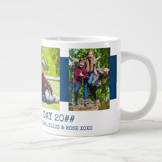 父の日Stepdad 3フォトブルー ジャンボコーヒーマグカップ (右)