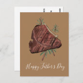 父の日Tボーンステーキローズマリースプリグス ポストカード (正面/裏面)