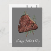 父の日Tボーンステーキローズマリースプリグ ポストカード (正面/裏面)