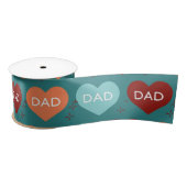 父の日TealとOrange Hearts Dad サテンリボン (リール)