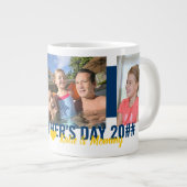父の日We Love You 3 Photo はっきりした Blue ジャンボコーヒーマグカップ (正面右)