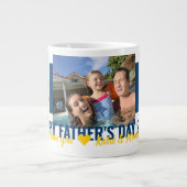 父の日We Love You 3 Photo はっきりした Blue ジャンボコーヒーマグカップ (正面)