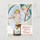 父の時間ベビー新年の砂時計 シーズンポストカード (正面)