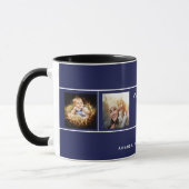 父の最高のパパはネイビー青い写真 マグカップ (左)