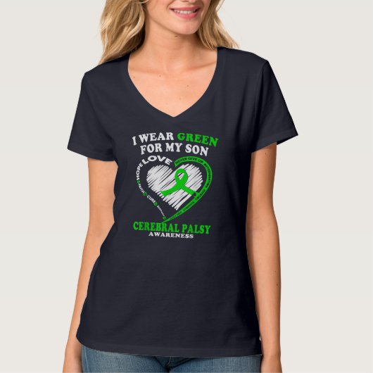 父の母のための脳性まひ – 私は私の衣服の緑 Tシャツ (正面)