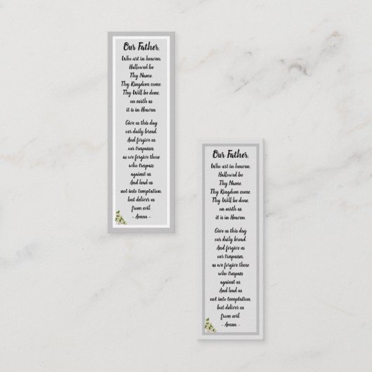 父の祈りの言葉マタイ6:9-13しおりカード スキニー名刺 (正面/裏面)