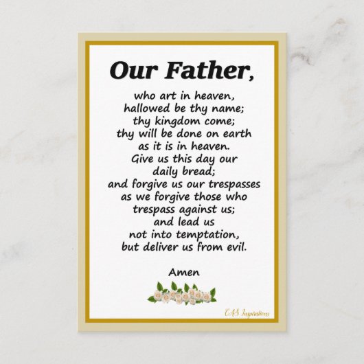 父の祈りの言葉マタイ6:9-13カード エンクロージャーカード (正面)