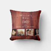 父の素朴な茶色の木の写真コラージュ クッション (正面)