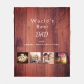 父の茶色の木の写真のコラージュ素朴な フリースブランケット (正面)