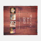 父の茶色の木の写真のコラージュ素朴な フリースブランケット (正面(横))