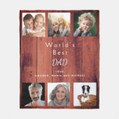 父の茶色の木の写真コラージュ フリースブランケット (正面)