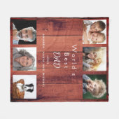 父の茶色の木の写真コラージュ フリースブランケット (正面(横))