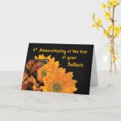 父の蝶の最初の喪失の記念日 カード (黄色い花)