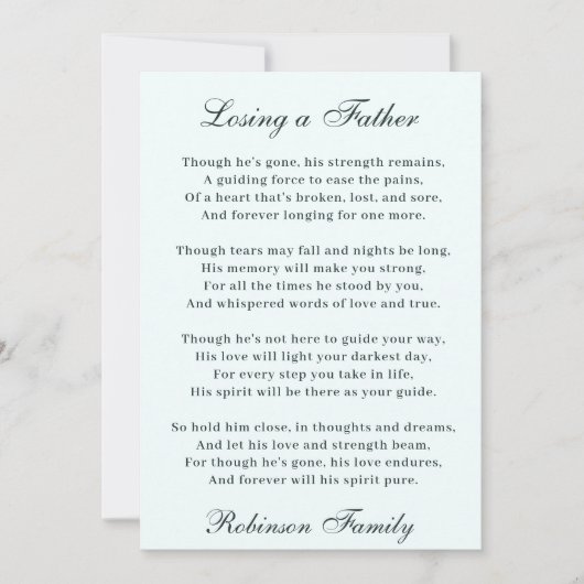 父の詩を失う カード (正面)