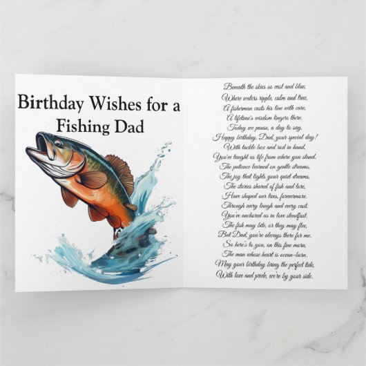 父の誕生日の日と魚釣りテアム カード (内部)