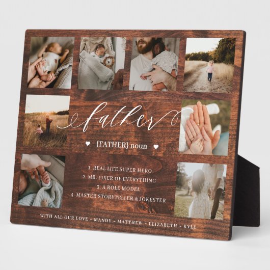 父の辞書の定義ウッドフォトコラージュ フォトプラーク (側面)