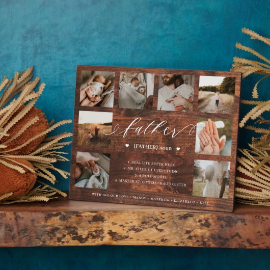 父の辞書の定義ウッドフォトコラージュ フォトプラーク (側面)
