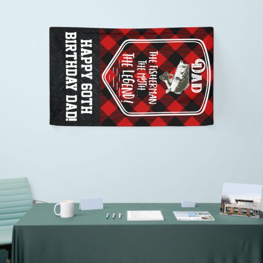 父の魚釣りの誕生日のパパ神話の伝説 横断幕 (トレードショー)