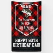 父の魚釣りの誕生日のパパ神話の伝説 横断幕 (縦)