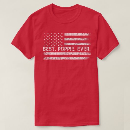 父はアメリカ最高の合衆国国旗で常にポップピーと言う Tシャツ (デザイン正面)