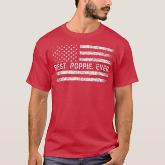 父はアメリカ最高の合衆国国旗で常にポップピーと言う Tシャツ