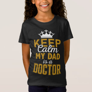 父は医者 Keep Calm ガールズ ブラック イエロー Tシャツ