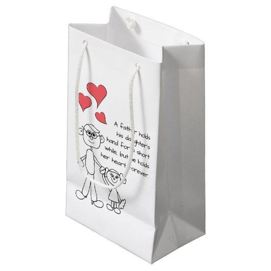 父は彼の娘の手を握ります スモールペーパーバッグ (正面アングル)