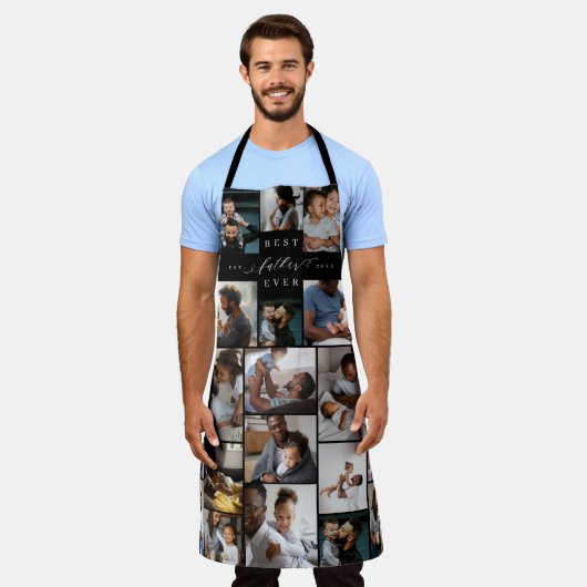 父は最高の常にスクリプトの父の日の写真コラージュ エプロン (着用した状態)