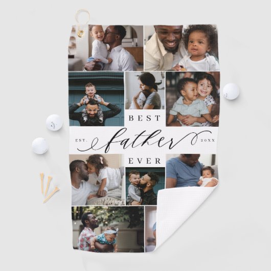 父は最高の常にスクリプトの父の日の写真コラージュ ゴルフタオル (インサイチュ)