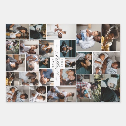 父は最高の常にスクリプトの父の日の写真コラージュ ラッピングペーパーシート (正面)