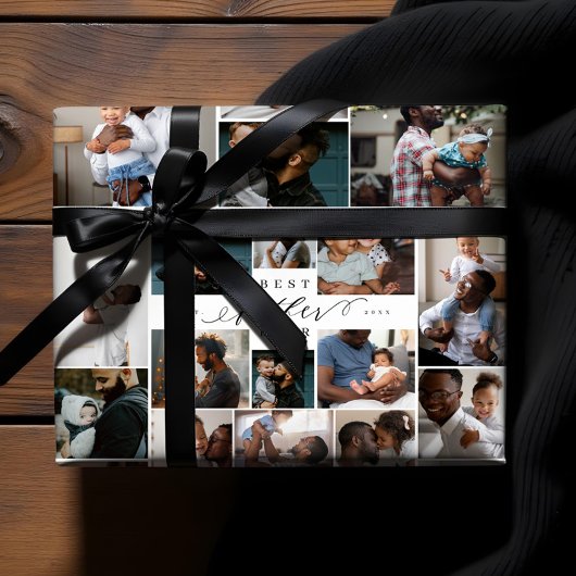 父は最高の常にスクリプトの父の日の写真コラージュ ラッピングペーパーシート