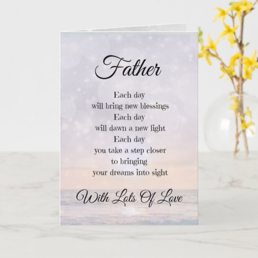 父への励ましの詩 デザイン グリーティング カード (黄色い花)