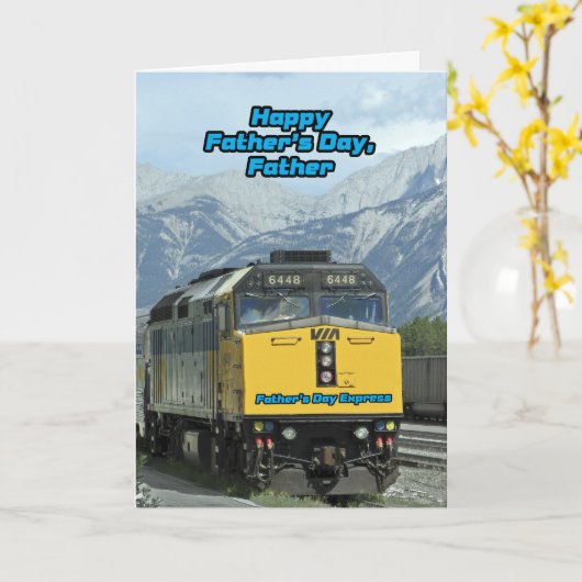 父への黄列車エンジン幸せな父の日 カード (黄色い花)